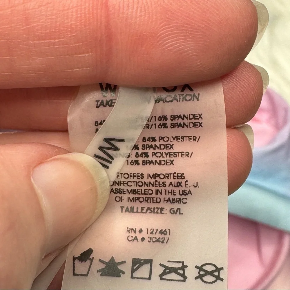 NWT Wildfox Pastel Rainbow Halter Bikini Top size Large